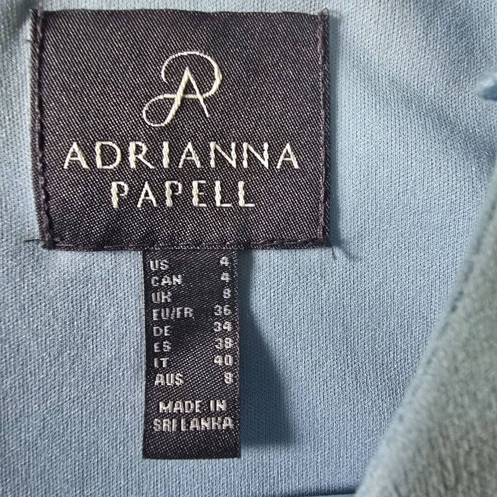 Adrianna Papell Knit Crepe Tie Waist Sheath Dress Blue Mist 4 NWT - Picture 10 of 13